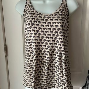 Elephant lovers! Banana Republic tank -grey on cream elephants. Size Large